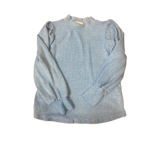 NEW Zenana Womens Small Deep Sky Blue Mock Neck Puff Sleeve Top HT-2274Y